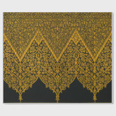 Vintages Schwarz-Gold-Indisches Blumenmuster Geschenkpapier (Flach)