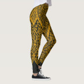 Vintages Schwarz-Gold-Indisches Blumenmuster Leggings (Rechts)
