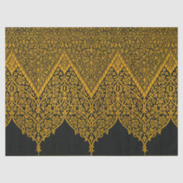 Vintages Schwarz-Gold-Indisches Blumenmuster Seidenpapier