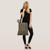 Vintages Schwarz-Gold-Kuh-Muster | Sommerreise Tasche (Am Model)