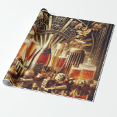 Vintages Schwarz-Gold-Neujahrspapier Geschenkpapier (Ungerollt)