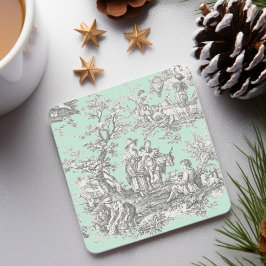 Vintages Schwarz-Minze-Spielmuster Steinuntersetzer