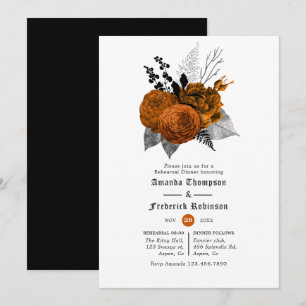 Vintages Schwarz/Orange Halloween Probe Dinner Einladung
