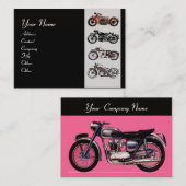VINTAGES schwarz-rosa MOTORRÄDER Visitenkarte (Vorne/Hinten)