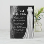 Vintages Schwarz-Silber-Brautparty Einladung (Stehend Vorderseite)