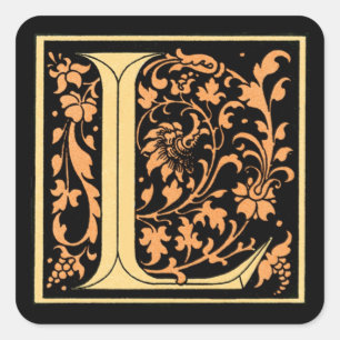 Vintages Schwarz-u. Goldbuchstabe ` L' - Aufkleber