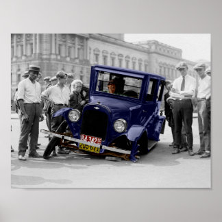 Vintages Schwarz-Weiß-Auto Poster