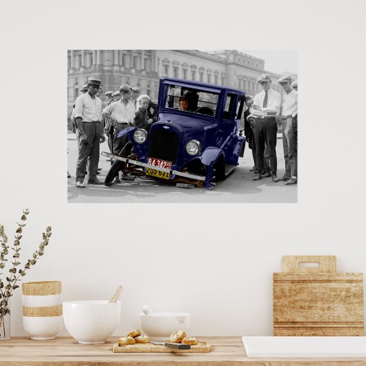 Vintages Schwarz-Weiß-Auto Poster (Küche)