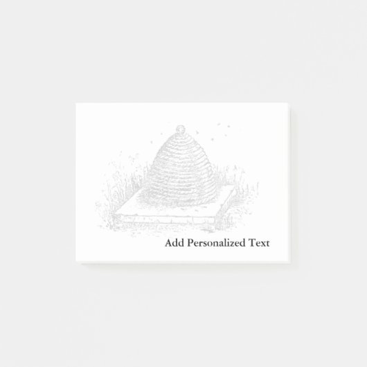 Vintages Schwarz-Weiß-Bienenfleisch Zeichnend Post-it Klebezettel (Vorderseite)