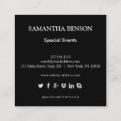 Vintages Schwarz-Weiß-Elegant Quadratische Visitenkarte (Rückseite)