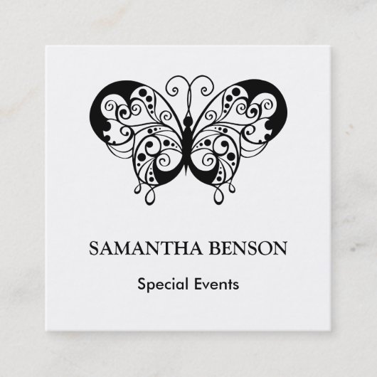 Vintages Schwarz-Weiß-Elegant Quadratische Visitenkarte (Vorderseite)