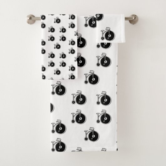 Vintages Schwarz-Weiß-Fahrrad Badetücher Set (Insitu)