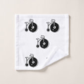 Vintages Schwarz-Weiß-Fahrrad Badetücher Set (Waschlappen)