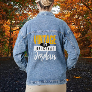 Vintages Schwarz-Weiß-Geburtsjahr Jeansjacke
