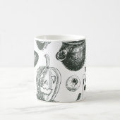 Vintages Schwarz-Weiß-Halloween-Muster Kaffeetasse (Mittel)