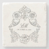 Vintages Schwarz-Weiß-Hochzeitslogo für Monogram-W Steinuntersetzer (Vorderseite)