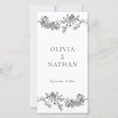 Vintages Schwarz-Weiß-Hochzeitsprogramm (Vorderseite)