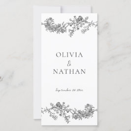 Vintages Schwarz-Weiß-Hochzeitsprogramm