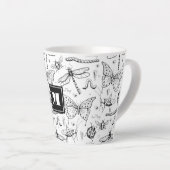 Vintages Schwarz-Weiß-Insekt Zeichnend Milchtasse (Rechte Ecke)