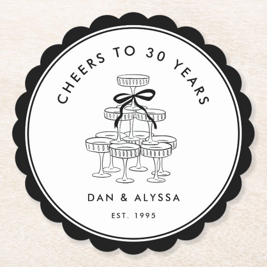 Vintages Schwarz-Weiß-Jahr Untersetzer (Vorderseite)