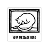 Vintages Schwarz-Weiß-Katzenholz Gummistempel (Prägung)