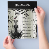 Vintages Schwarz-Weiß-Kleid und Hut Flyer (Hand)