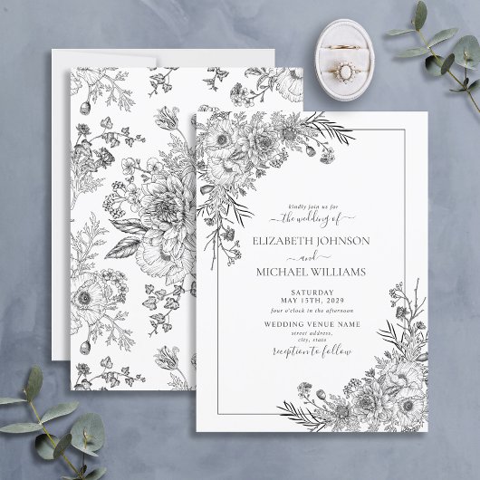 Vintages Schwarz-Weiß-Monochrome-Farbschrift Einladung