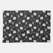 Vintages Schwarz-Weiß-Mushroom-Muster Gemüse Geschirrtuch (Horizontal)