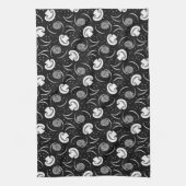 Vintages Schwarz-Weiß-Mushroom-Muster Gemüse Geschirrtuch (Vertikal)