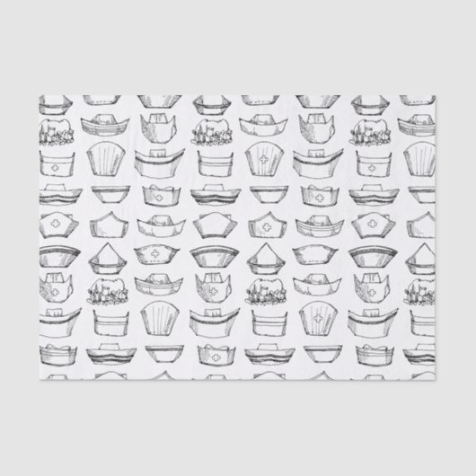 Vintages Schwarz-Weiß-Muster für die Krankenpflege Seidenpapier (Vorderseite)