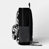 Vintages Schwarz-Weiß-Muster mit Verse Bedruckter Rucksack (Rechts)