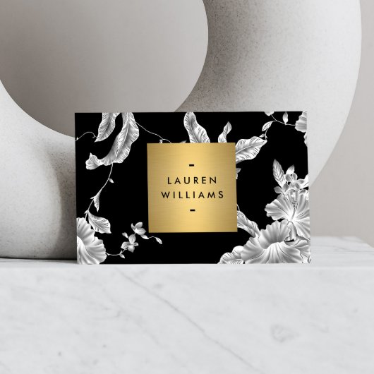 Vintages Schwarz-Weiß-Muster Visitenkarte