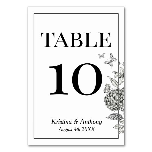 Vintages Schwarz/Weiß Tischnummer (Vorderseite)