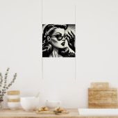 Vintages Schwarz-Weiß-Zeichn Poster (Küche)