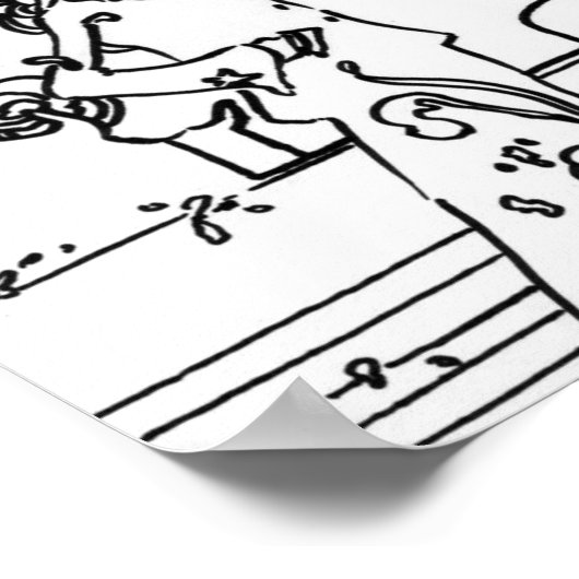 Vintages schwarz-weiß zeichnend Bildprofil Poster (Ecke)