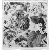 Vintages Schwarz-weißes botanisches u. Wanzen Duschvorhang (Vorderseite)