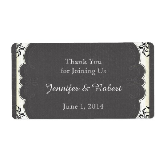 Vintages Schwarz-weißes Chalkboard Wasserflasche (Vorne)