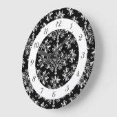 Vintages Schwarz-weißes Damaskusmuster mit Zahlen Große Wanduhr (Winkel)