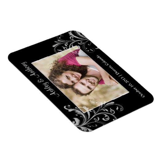 Vintages Schwarz-weißes Foto Hochzeitsmagazin Magnet (Rechte Seite)