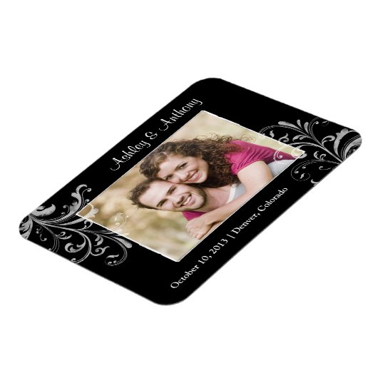 Vintages Schwarz-weißes Foto Hochzeitsmagazin Magnet (Linke Seite)