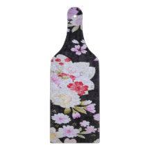 Vintages Schwarz-weißes japanisches Kimono-Blumeng