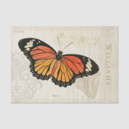 Vintages Schwarz-weißes Orange Butterfly-Papierpap Seidenpapier