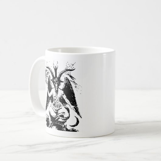 Vintages schwarzes Baphomet Kaffeetasse (Vorderseite Links)