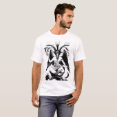 Vintages schwarzes Baphomet T-Shirt (Vorne ganz)