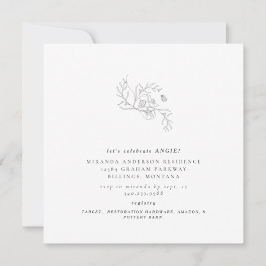 Vintages Schwarzes Brautparty Einladung (Rückseite)