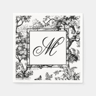 Vintages Schwarzes Chinoiserie Monogram Serviette