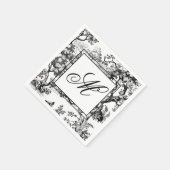Vintages Schwarzes Chinoiserie Monogram Serviette (Ecke)