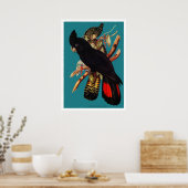 Vintages Schwarzes Cockatoo | Elizabeth Gould 1800 Poster (Küche)