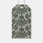 Vintages schwarzes Damask-Muster kundenspezifisch Geschenkanhänger (Rückseite)