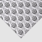 Vintages schwarzes Damaskus-Muster Seidenpapier (Detail)